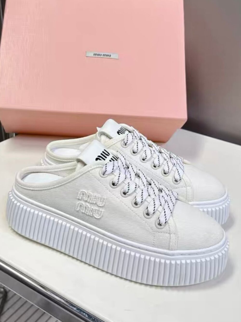 Miu Miu Platform Canvas Sneakers EU 37